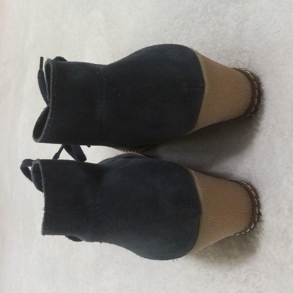 J. Crew MacAlister Dark Teal Suede Chukkas Wedge Booties NWOB - Picture 4 of 12